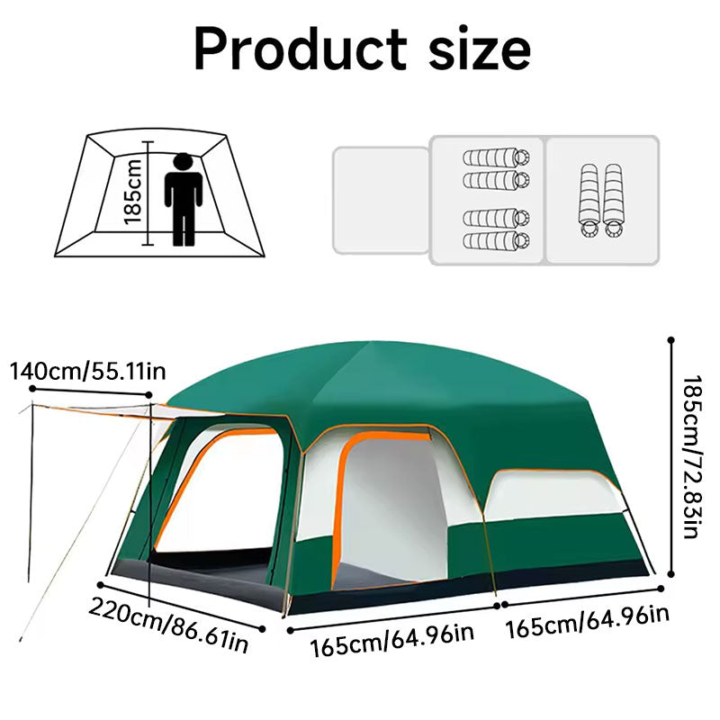 3-12 Person Double Layer 2-Bedroom Family Tunnel Camping Tent Waterproof Windproof UV Resistant for Outdoor Hiking & Camping by eprolo