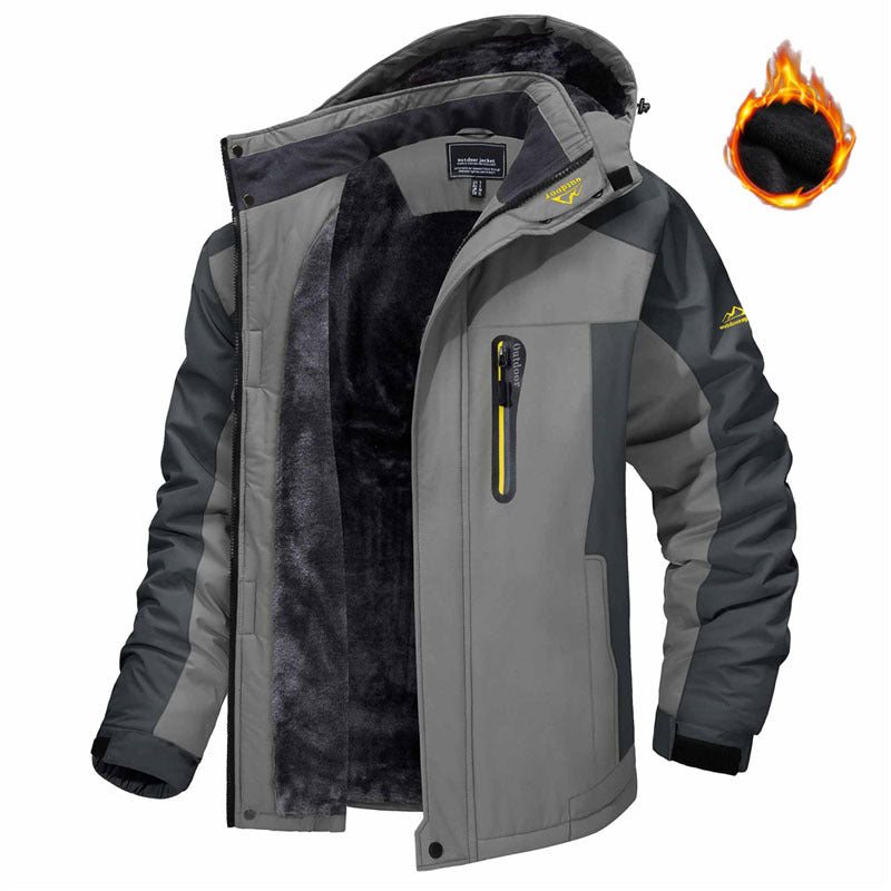 Winter Hooded Jacket Fashion Casual Warm Fleece Coat Windproof Rainproof Parka Windbreaker Men's Top by DERILUJA LLC