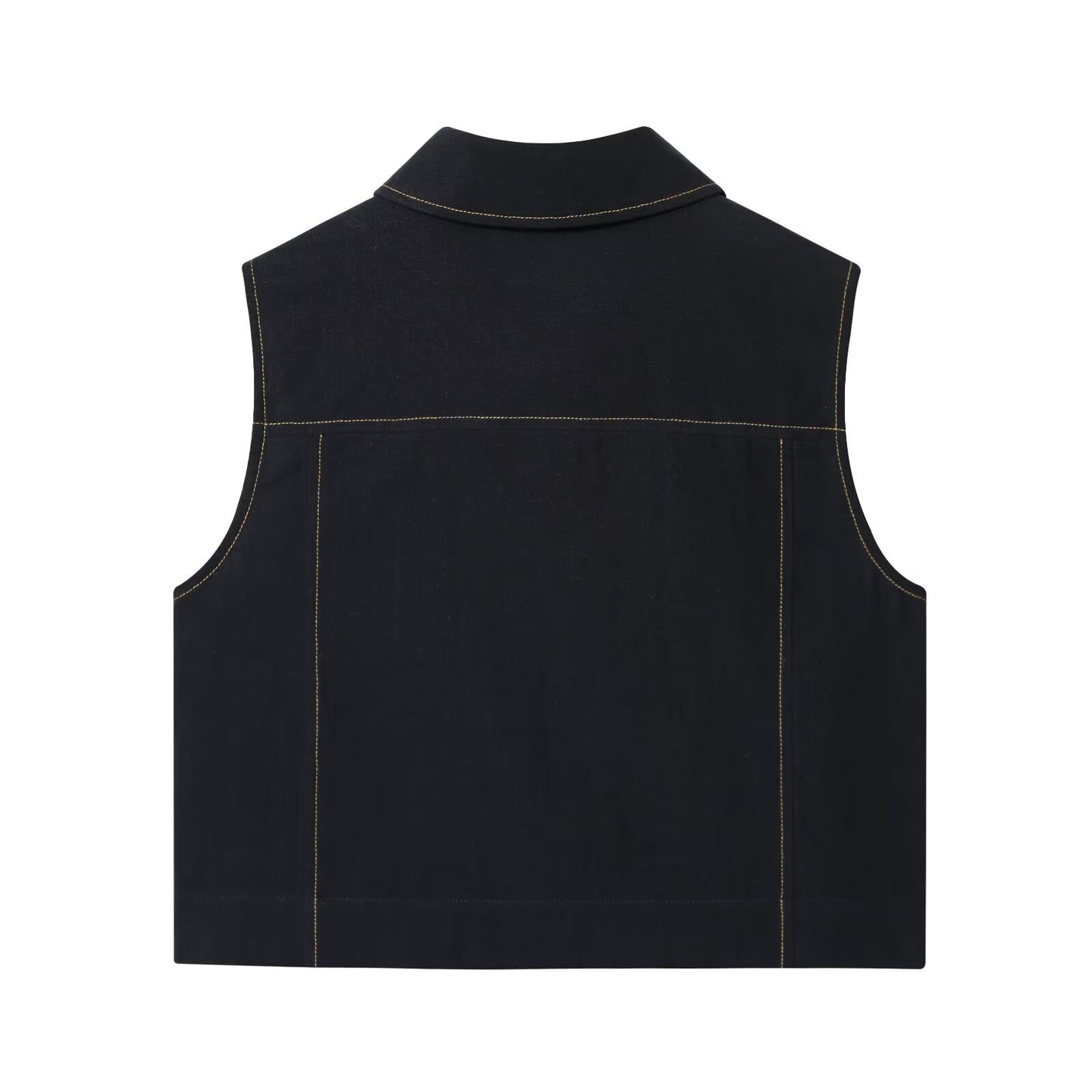 Color blocked straight vest with stitching and pants set by eprolo