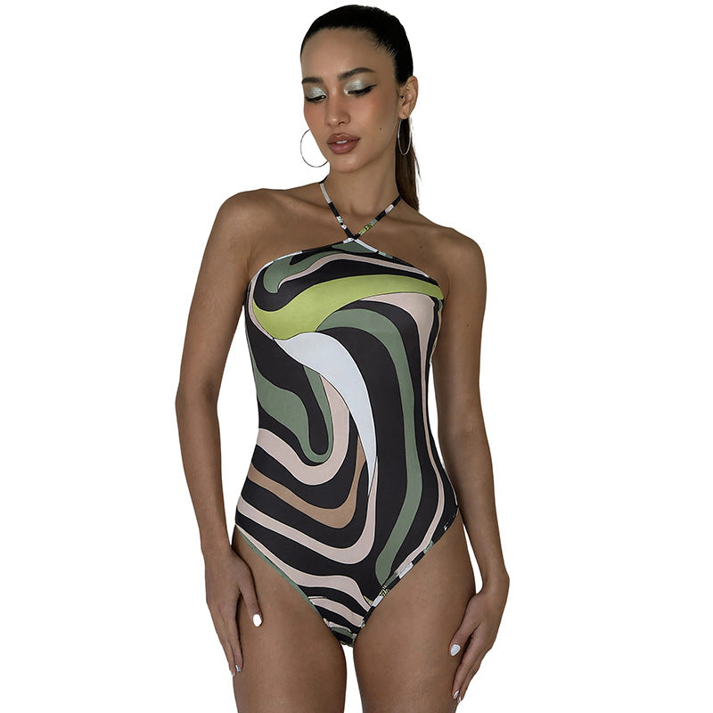 Print Sleeveless Tie-Back Backless Bodycon Jumpsuit by eprolo