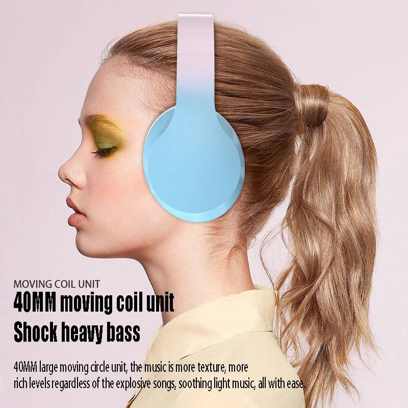 DR56 Headset Wireless Bluetooth Headset Children's Online Game Class Call E-sports Headset New Gradient. by eprolo