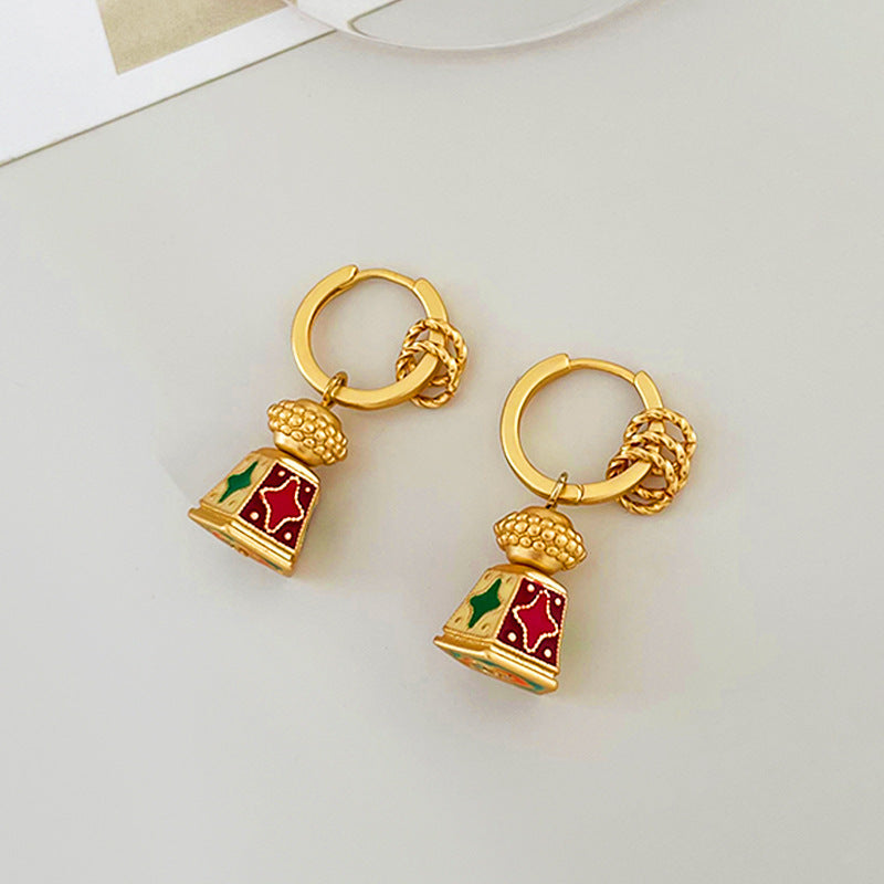 Chinese-Style Retro Enamel Oil-Drip Earrings for Women, Unique Design, Elegant and Chic, Luxury High-End Vintage Jewelry by eprolo