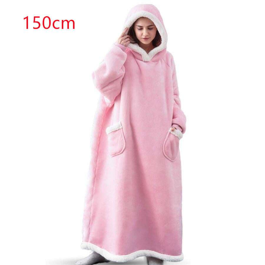 Winter TV Hoodie Blanket Winter Warm Home Clothes Women Men Oversized Pullover With Pockets by DERILUJA LLC
