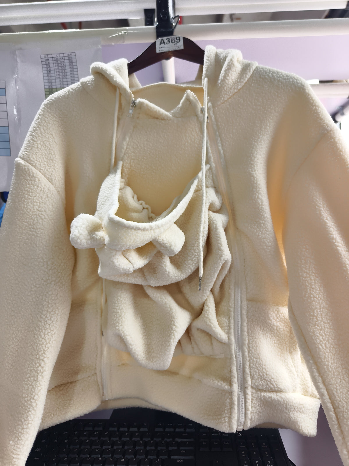 Corduroy Hooded Sweatshirt With Baby-pocket Women's Thickened Zip-up Jacket For Parent-Child Matching Outfits by DERILUJA LLC