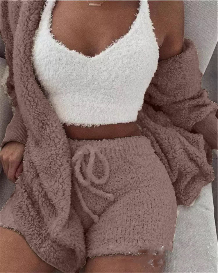 3 Pieces Of Fashionable Ladies Plush Home Clothes by My Store