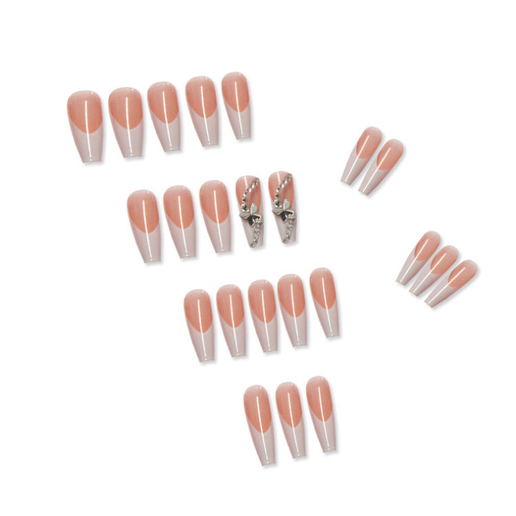 Long Wearing Nails 24 Pieces Of Finished Fake Nails Press On Nails French Ballet Manicure by eprolo