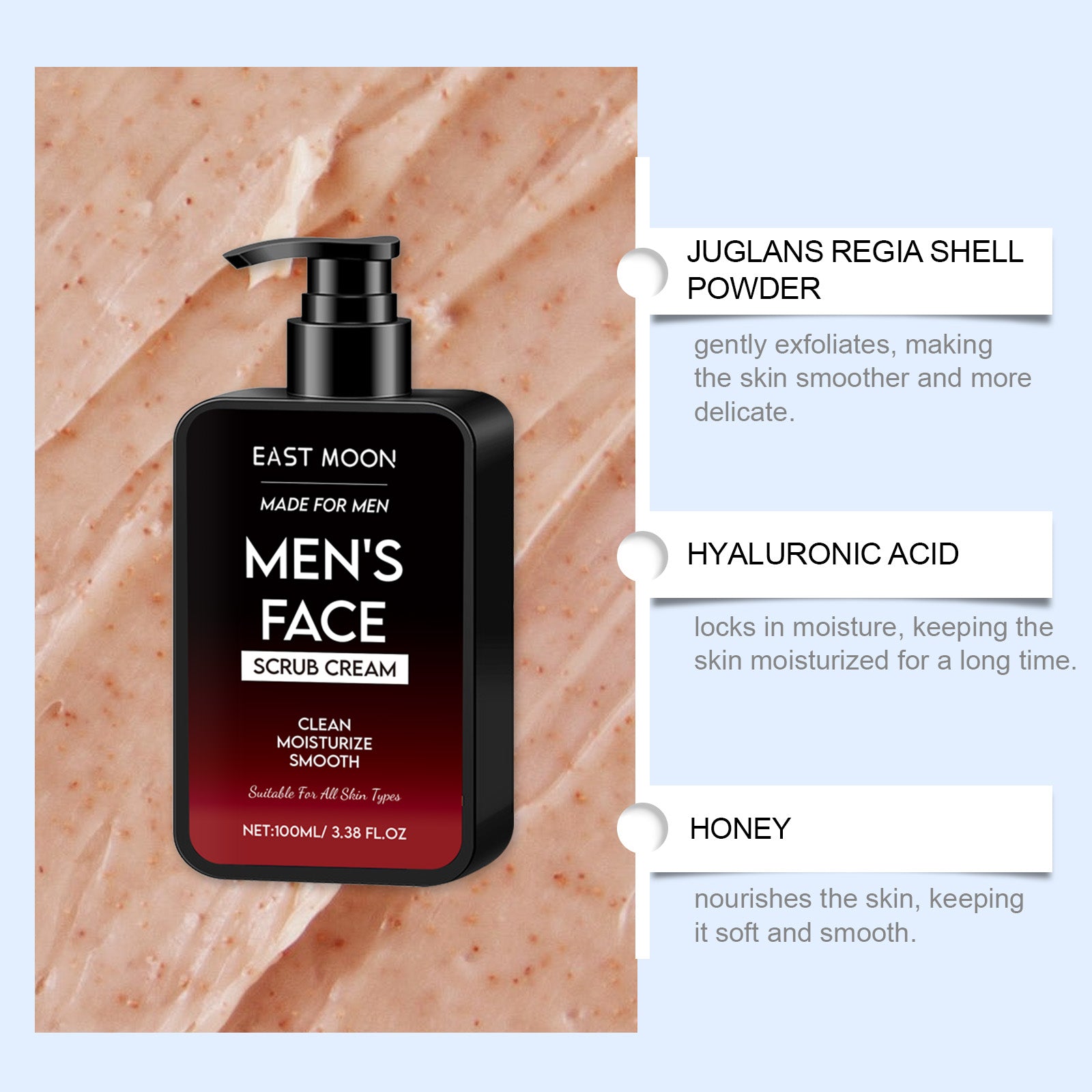 East Moon Men's Oil Control Scrub, Gently Cleanses Facial Skin With A Refreshing And Moisturizing Oil Control Scrub by eprolo