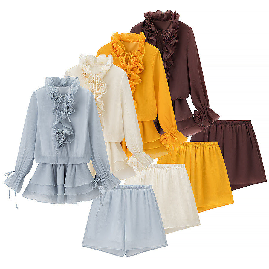 Flower top+shorts set