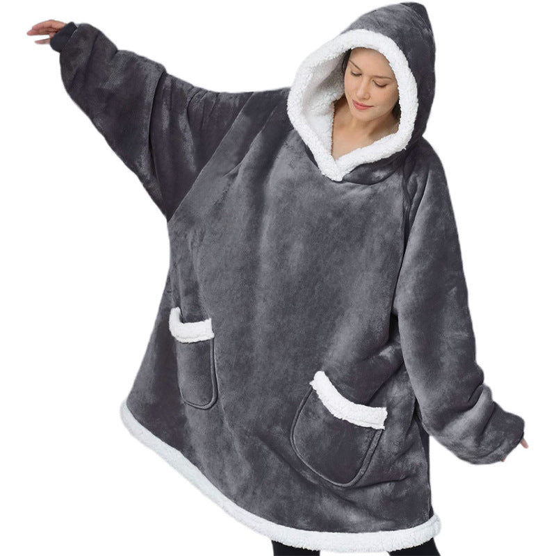 Winter TV Hoodie Blanket Winter Warm Home Clothes Women Men Oversized Pullover With Pockets by DERILUJA LLC
