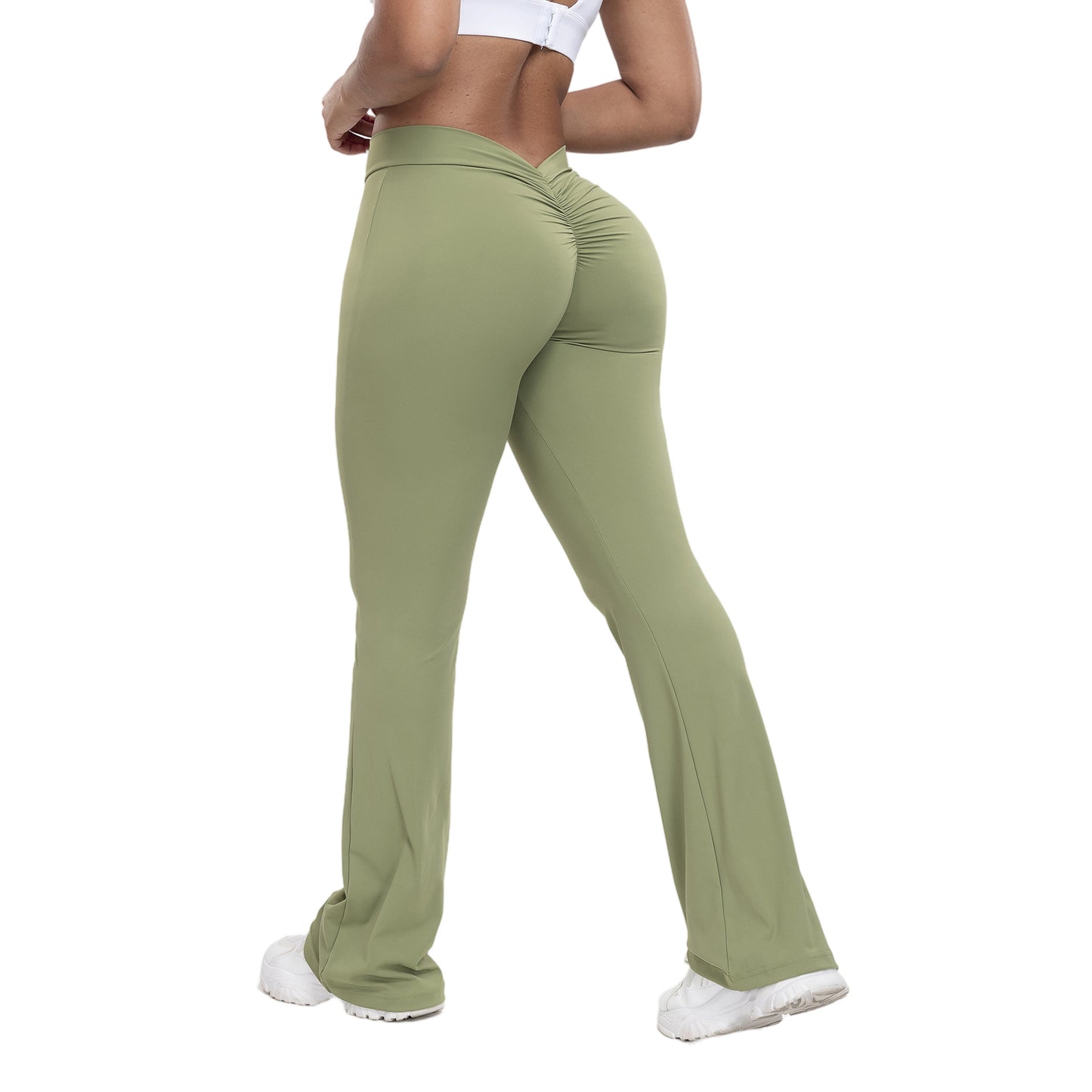 Peach trumpet pants for women, yoga high waisted and hip lifting tight pants, wide leg fitness pants for women by eprolo