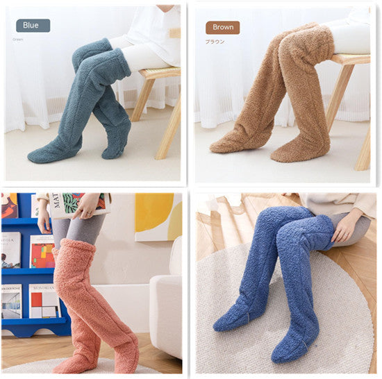 Over Knee High Fuzzy Long Socks Winter Warm Cold Leg Knee Joint Cold-proof Stockings Home Floor Sleeping Socks by My Store