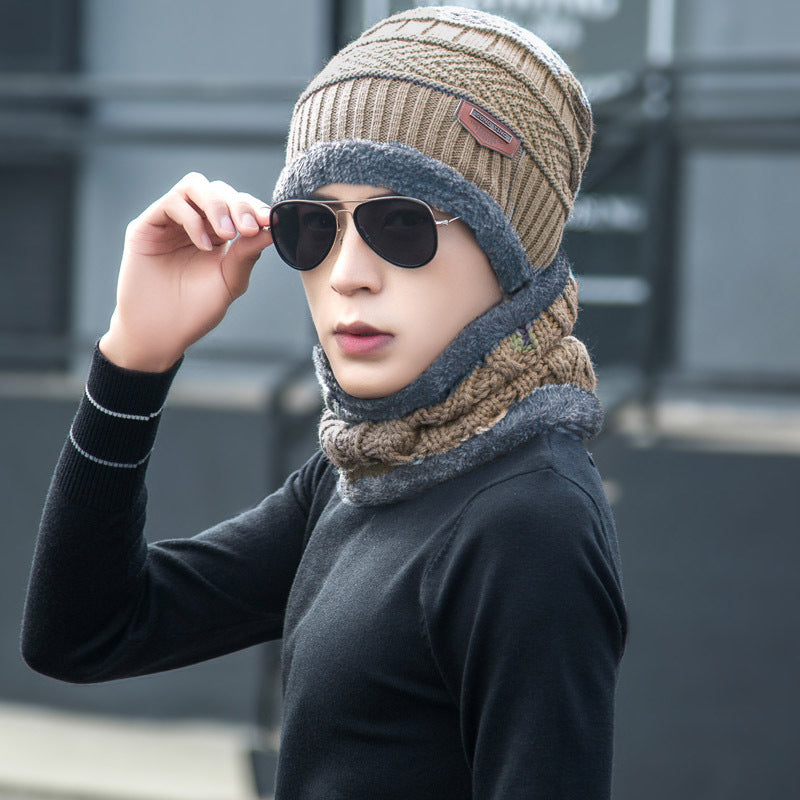 Winter Beanie Hat Scarf Set Warm Knit Hat Thick Fleece Lined Winter Hat Neck Warmer For Men Women by My Store