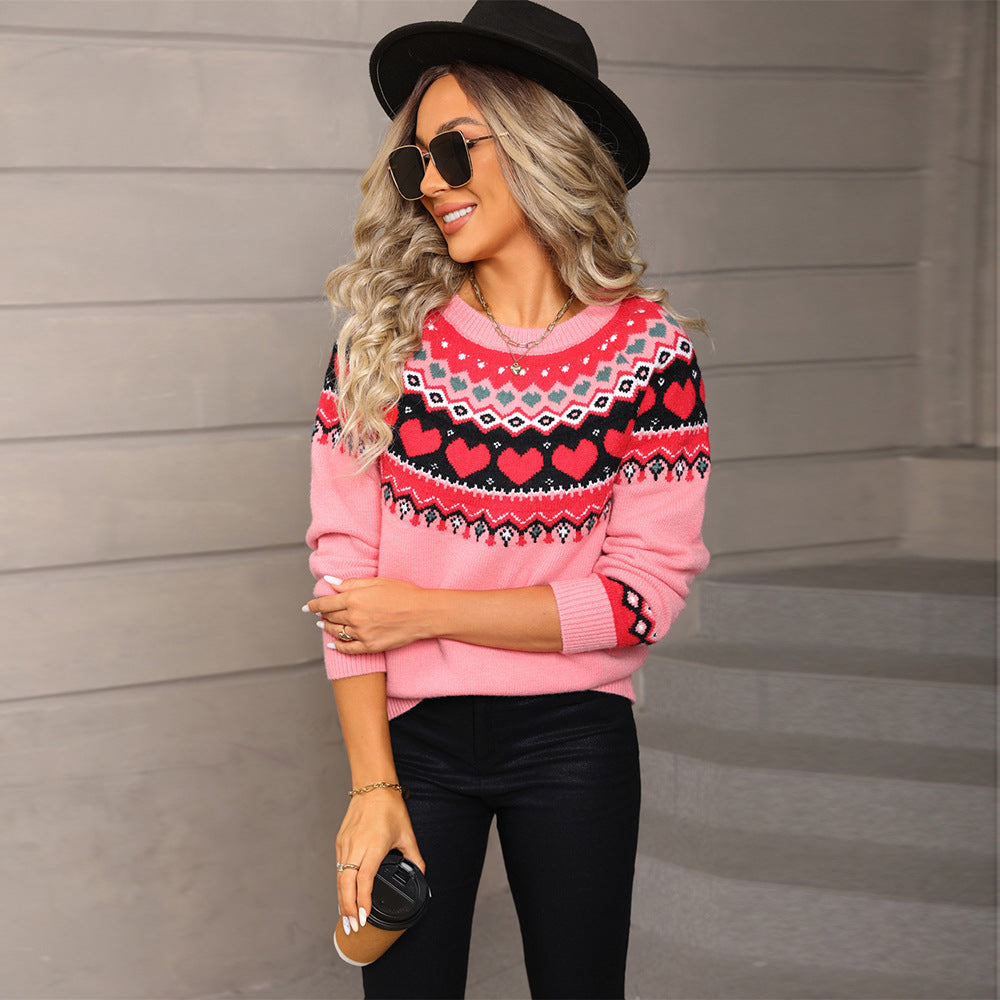 Love sweater pullover Christmas jacquard knit sweater by eprolo