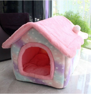 Foldable Dog House Pet Cat Bed Winter Dog Villa Sleep Kennel Removable Nest Warm Enclosed Cave Sofa Pets Supplies by Badon Shop LLC