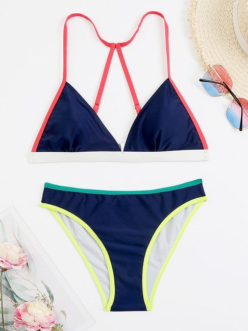 Sexy Bikini With Small Colorful Stripes For Women by DERILUJA LLC