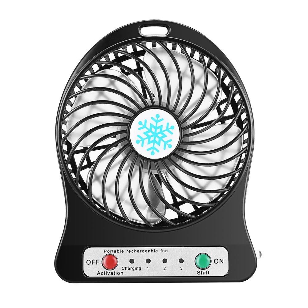 Mini Portable Fan Usb Rechargeable Air Cooler 4-inch 3 Modes Speed LED Lighting Function Desktop Fan Student Fan by eprolo