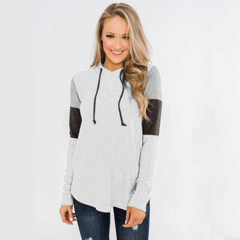Top Loose Design Hoodie Long-sleeved Contrast Sweater by Badon Shop LLC