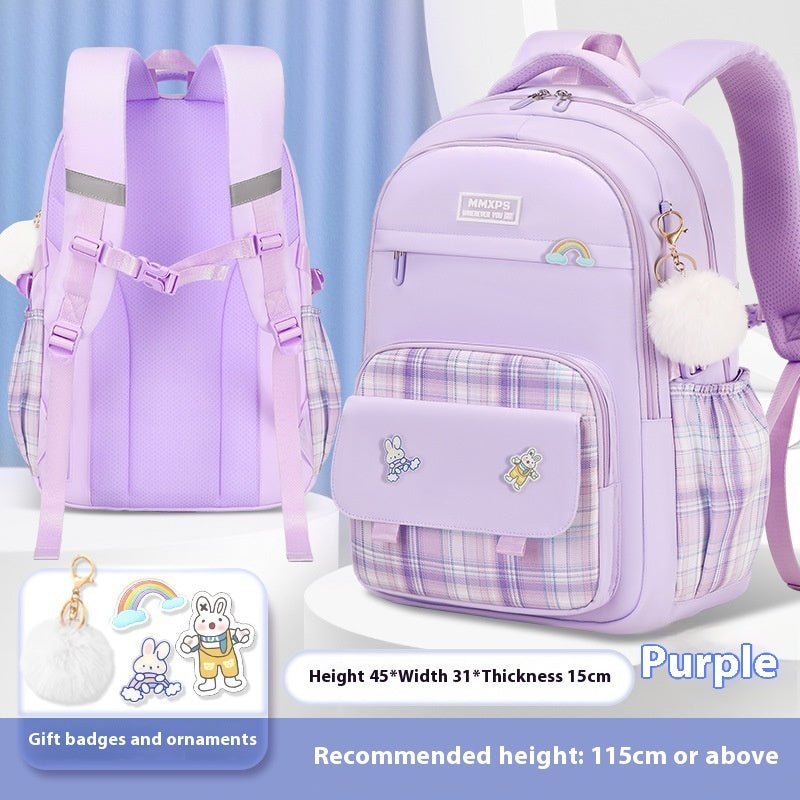 Primary School Student Schoolbag Girls' Plaid Backpack by DERILUJA LLC