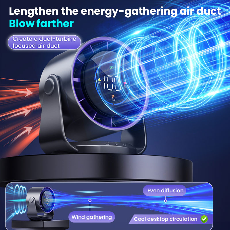 2025 New 100-Speed High - Speed Circulating Fan for Home. 6 - Inch Charging Digital Display, Turbo Desktop Electric Fan by eprolo
