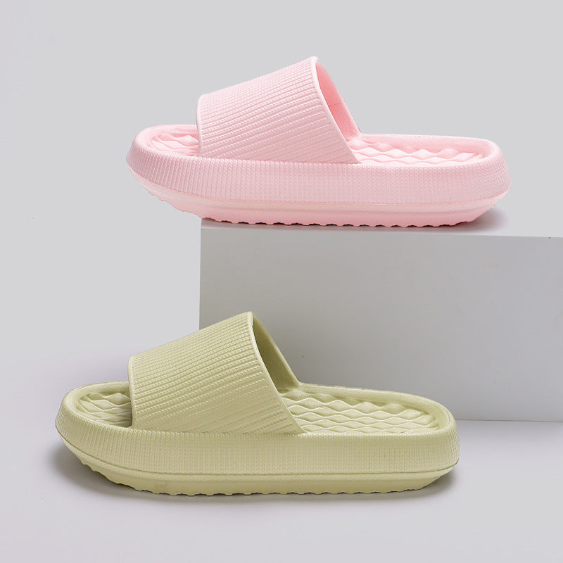 Summer EVA Slippers Solid Color Rhombus Stripe Anti-slip Slippers New Women's Home Shoes by My Store