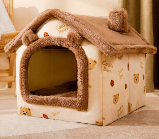 Foldable Dog House Pet Cat Bed Winter Dog Villa Sleep Kennel Removable Nest Warm Enclosed Cave Sofa Pets Supplies by Badon Shop LLC