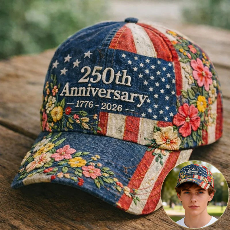 America's 250th Anniversary Rose 3D Printed Baseball Cap For Daily Travel And Independence Day Celebration by DERILUJA LLC