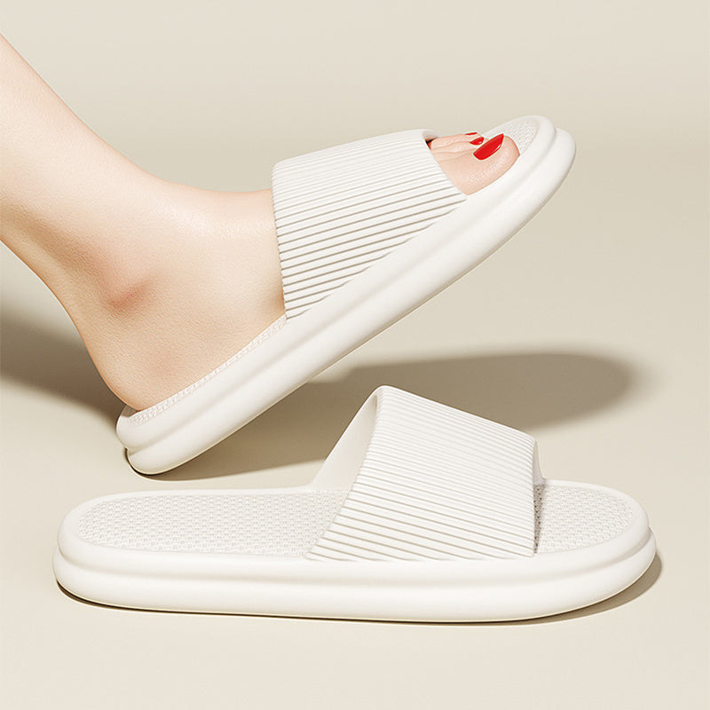 Striped Design Home Slippers For Women Men Soft Anti-slip Floor Bathroom Slippers Solid House Shoes by My Store