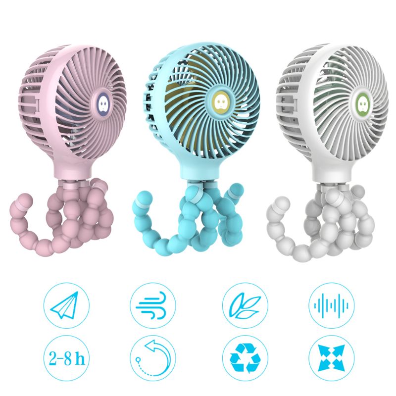 Mini Portable Hanging Octopus Shape Stand Adjustable Handheld USB Charging Fan Cooler by eprolo