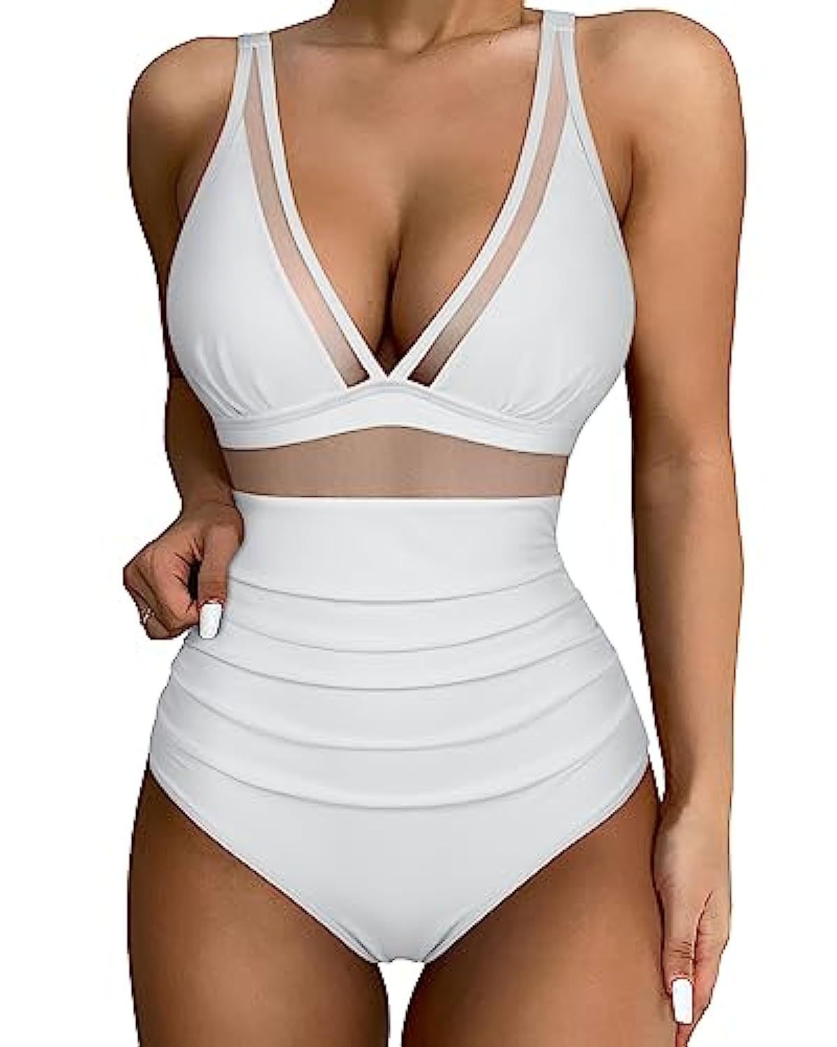 European and American high waisted one-piece swimsuit women's tight and sexy hollow swimsuit by eprolo
