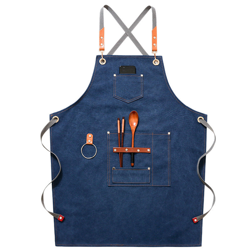 Apron Denim Canvas Cafe Barber Restaurant Unisex Workwear Custom Logo by eprolo