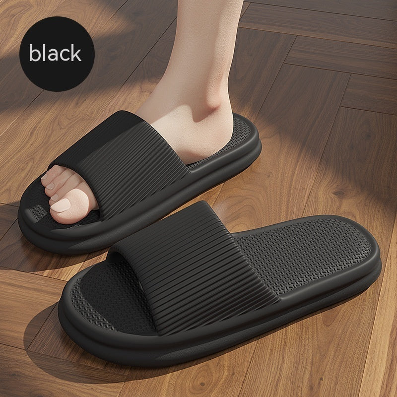 Striped Design Home Slippers For Women Men Soft Anti-slip Floor Bathroom Slippers Solid House Shoes by My Store