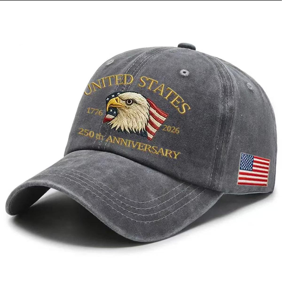USA 250th Anniversary Cap Washed-Print Hat Flag USA Eagle Baseball Cap Embroidery Casual Breathable Sports Hat Outdoor Sunscreen Dad Hats For Women Men by DERILUJA LLC