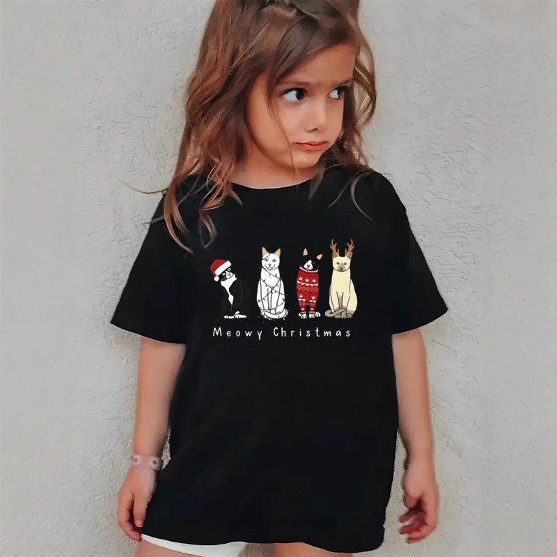 Combed Cotton New Christmas Children's Short Sleeve Girls' T-Shirt Kids Clothing Boys' Short Sleeve by eprolo