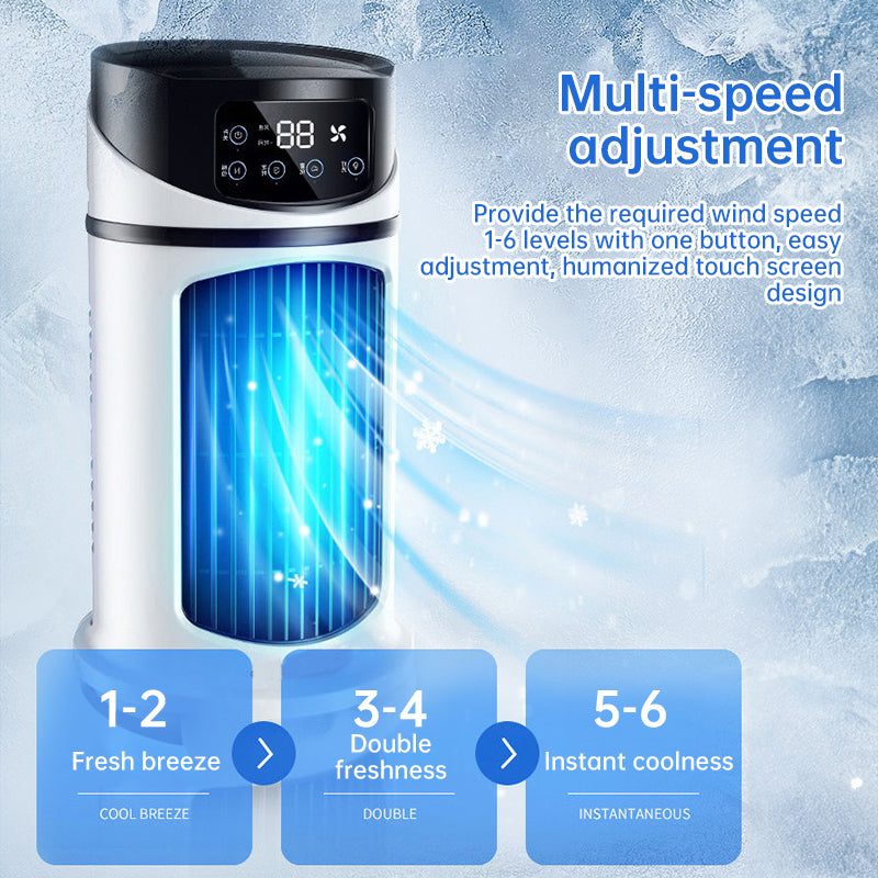 Six - speed timed silent AC cooling fan, new mini portable AC, USB air cooler, bladeless electric fan. by eprolo