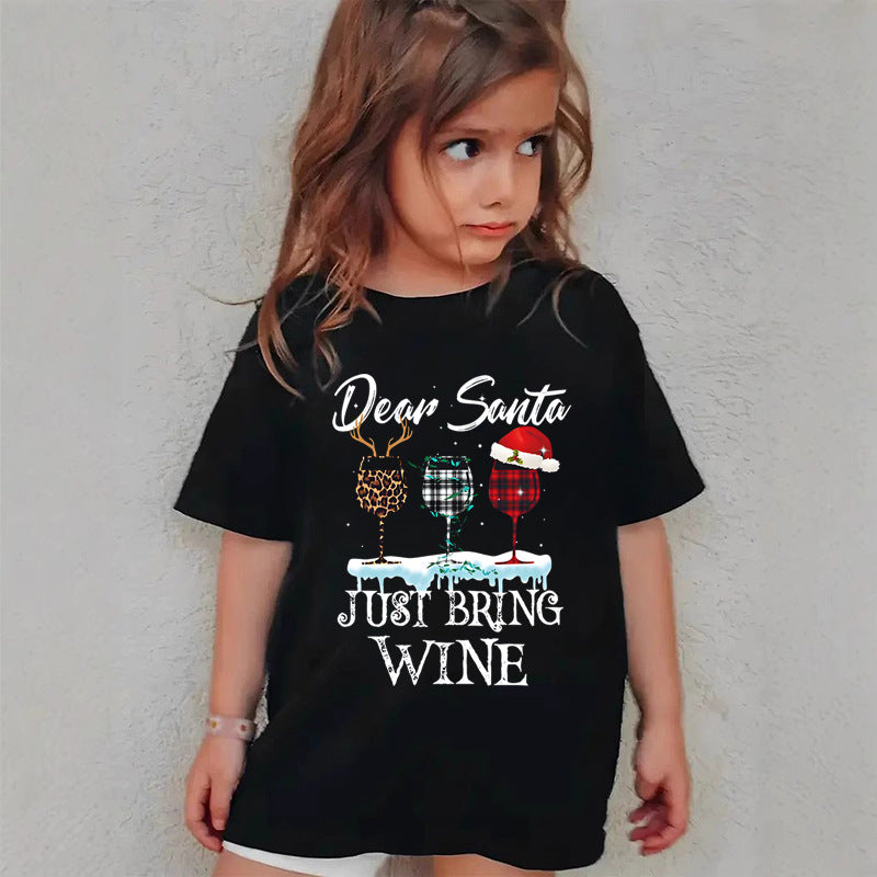 Combed Cotton New Christmas Children's Short Sleeve Girls' T-Shirt Kids Clothing Boys' Short Sleeve by eprolo