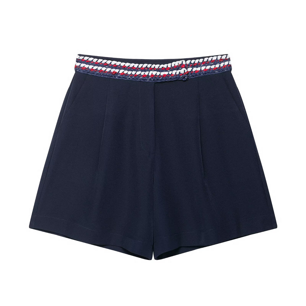 Fancy trimmed vest+shorts set