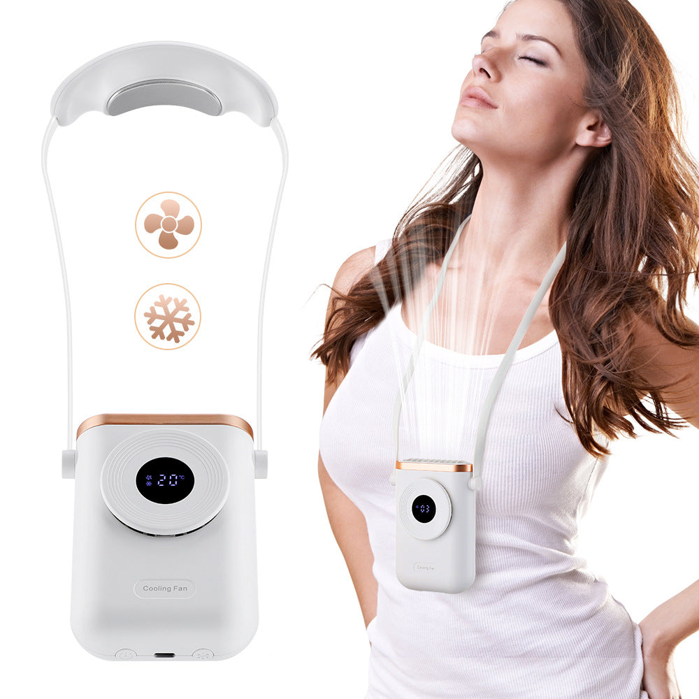 3-Speed Hanging Neck Fan Cooling Portable Leafless Electric Fan USB Lazy Hanging Neck Small Fan Outdoor Fan by eprolo