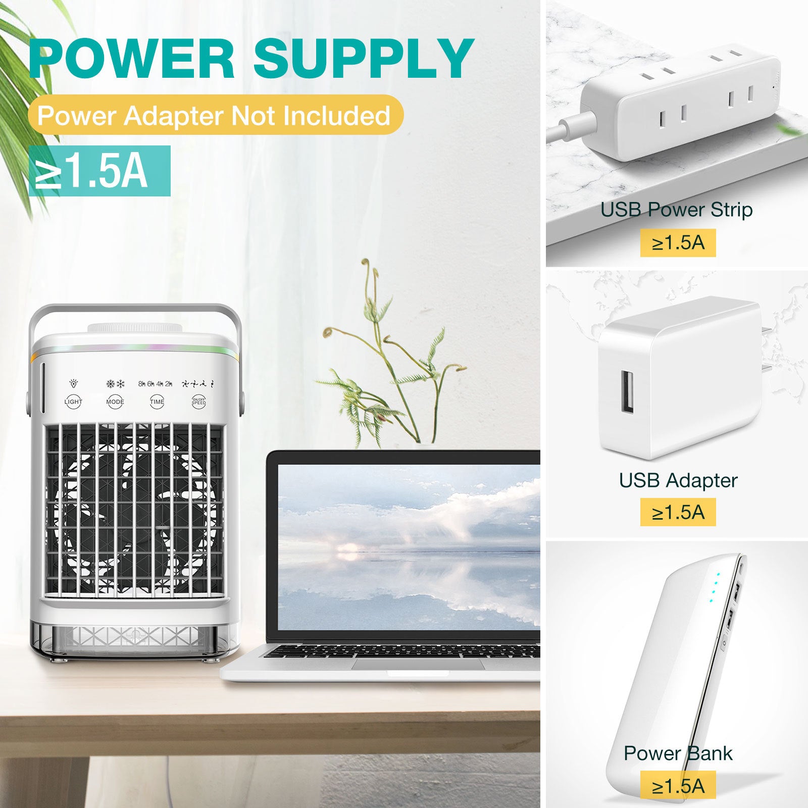 4-Speed Air Conditioning Fan USB Humidification Spray Cooling Fan Household Air Cooler Portable Electric Fan Mini Fan by eprolo