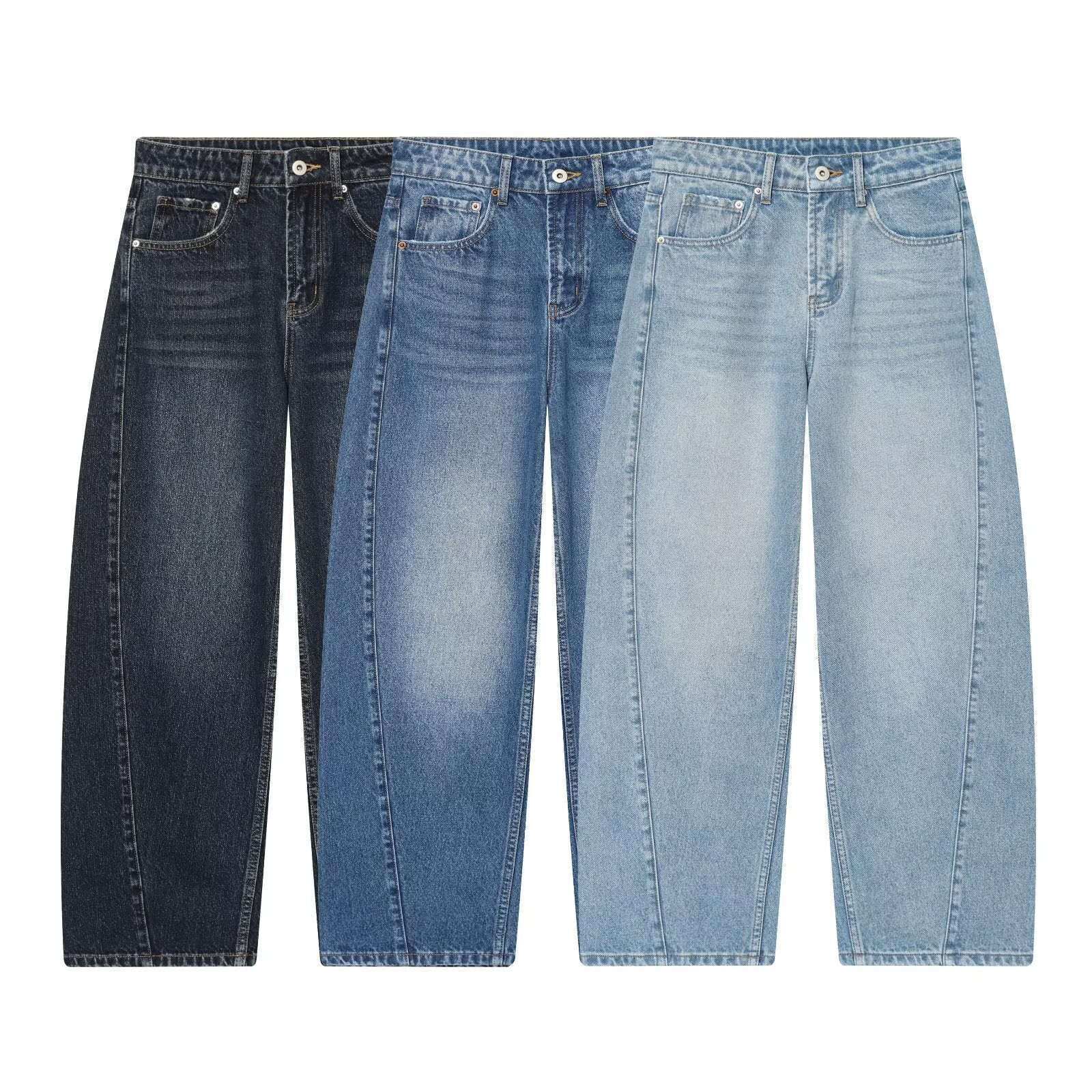 Mid waist loose fitting bucket shaped jeans by eprolo
