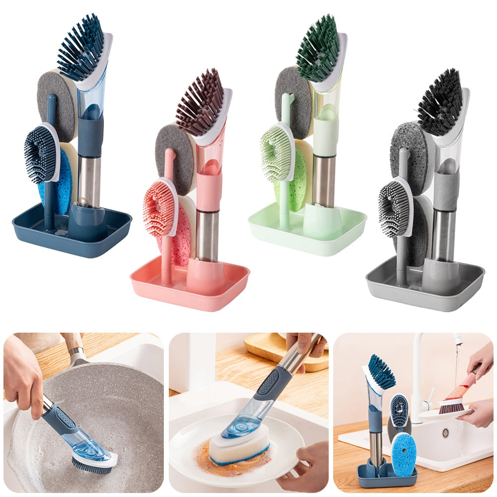 New Multifunctional Dish Brush Household Kitchen Oily Sponge Long Handle Cleaning Brush by Badon Shop LLC