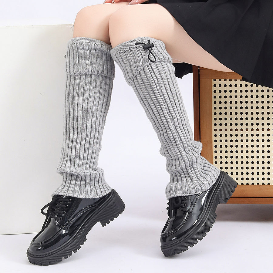 Solid Versatile Leather Strap Knitted Leg Warmer Leg Cover Leg Warmer For Daily Party by DERILUJA LLC