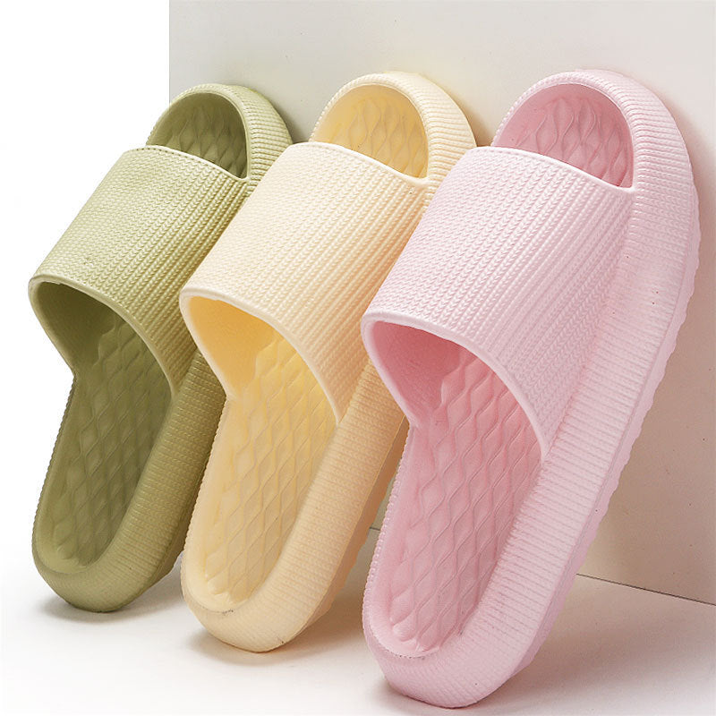 Summer EVA Slippers Solid Color Rhombus Stripe Anti-slip Slippers New Women's Home Shoes by My Store