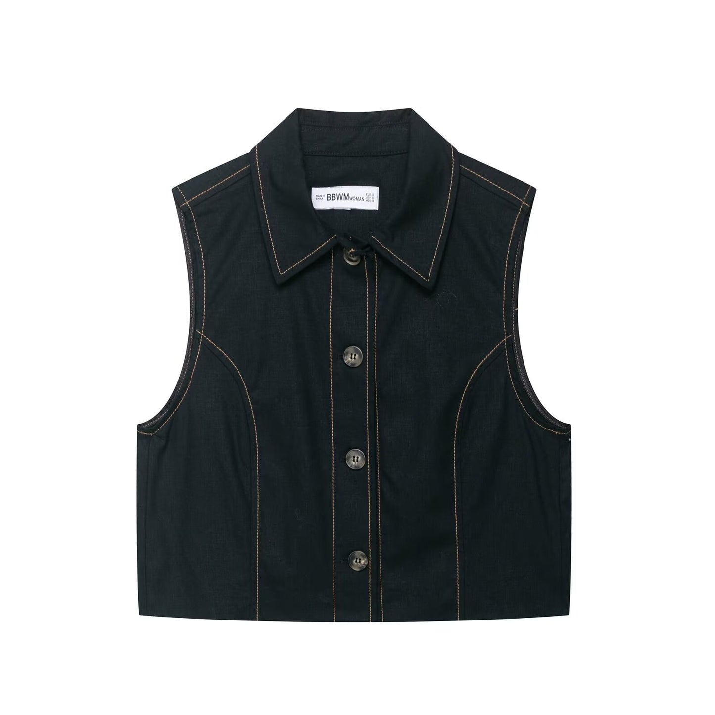 Color blocking stitching vest+cropped pants set by eprolo