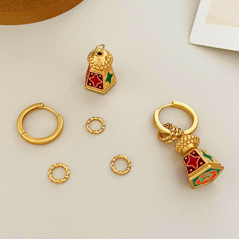 Chinese-Style Retro Enamel Oil-Drip Earrings for Women, Unique Design, Elegant and Chic, Luxury High-End Vintage Jewelry by eprolo