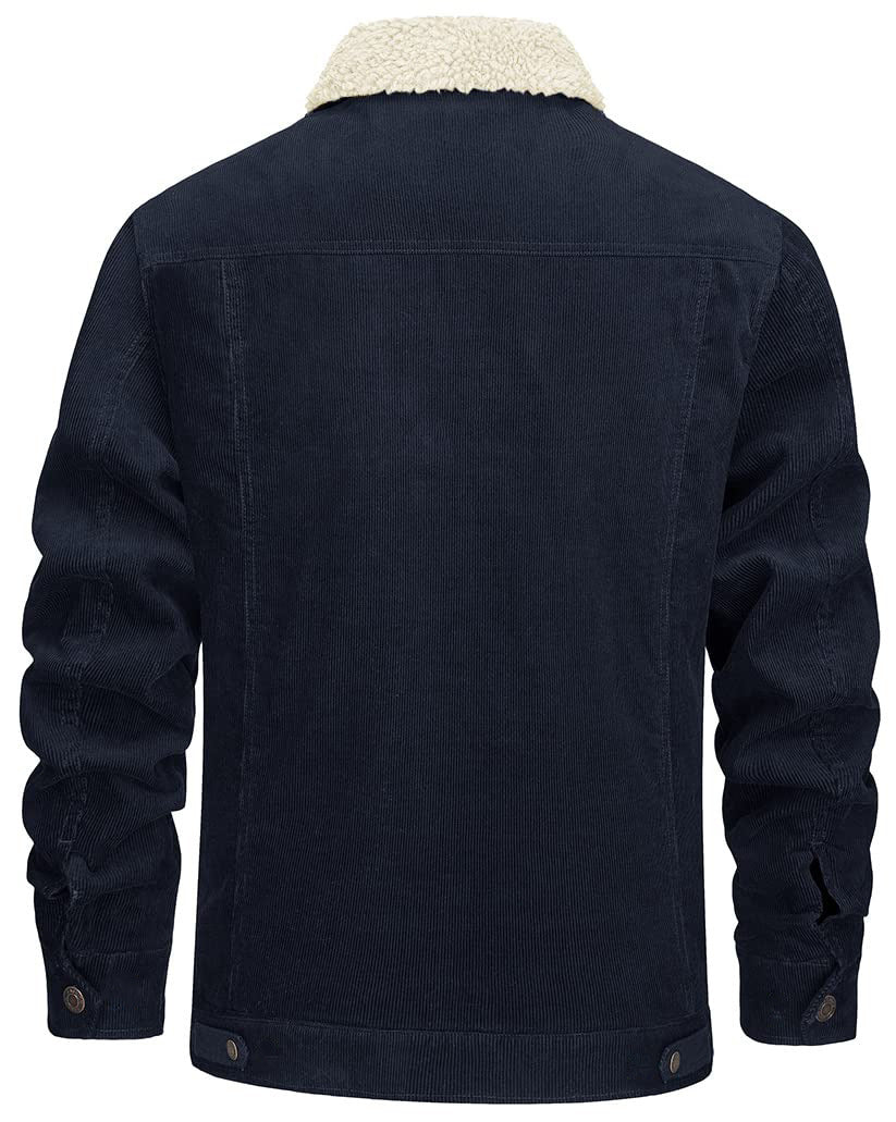 Corduroy Lapel Long Sleeve Plush Jacket Coat by My Store