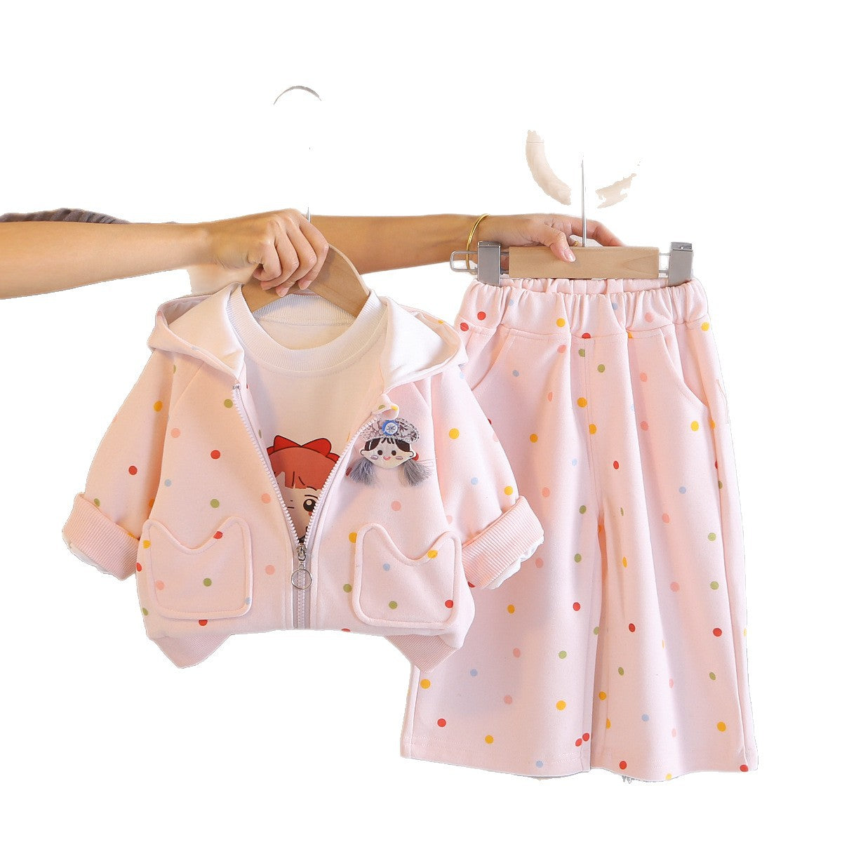 Hooded long sleeved three piece set for baby girls' clothing by eprolo