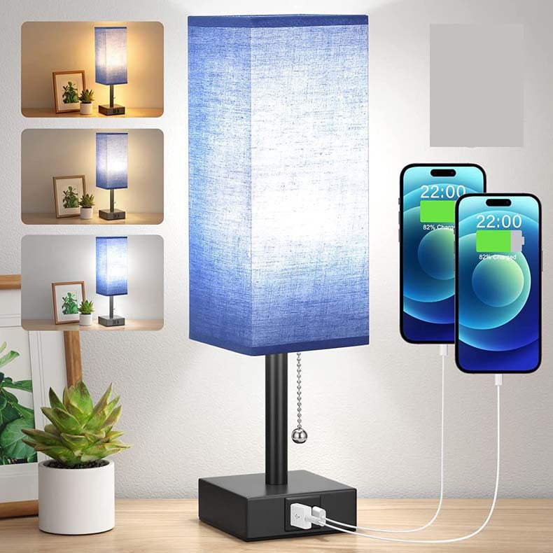 Linen 90 square desk lamp zipper switch three color temperature variable light A+C USB charging by eprolo
