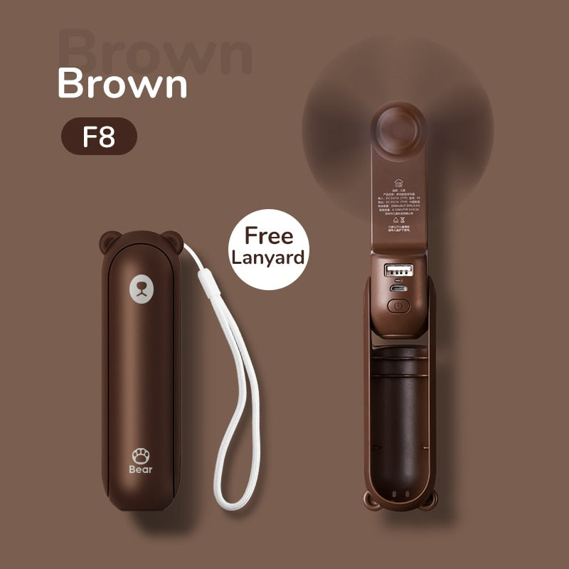 Portable Fan Mini Handheld Fan USB Recharge Hand Held Small Pocket Fan with Power Bank Flashlight Feature by eprolo