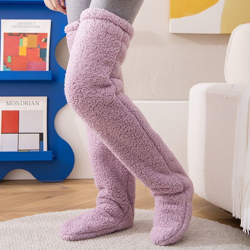 Over Knee High Fuzzy Long Socks Winter Warm Cold Leg Knee Joint Cold-proof Stockings Home Floor Sleeping Socks by My Store