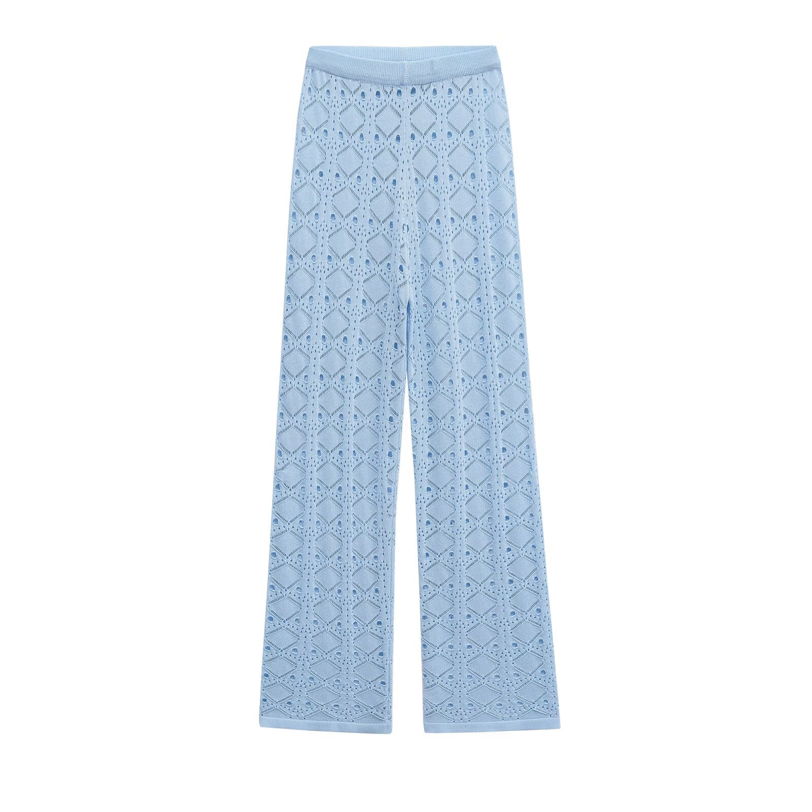 Knitted strapless and hollowed out pants set